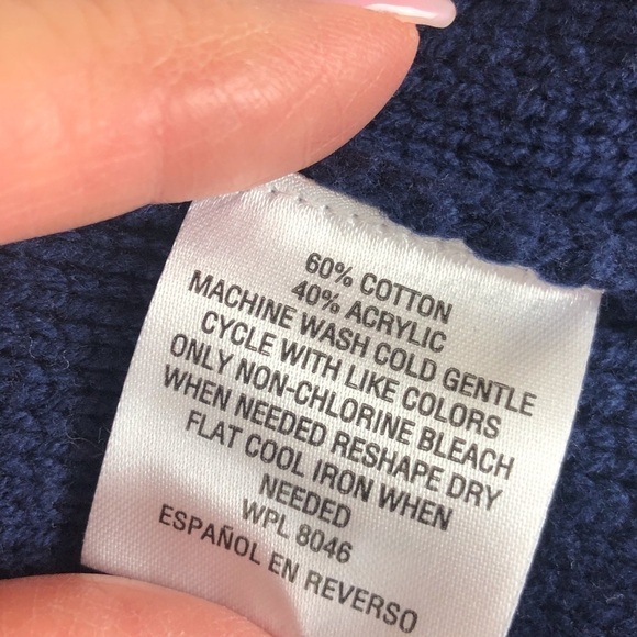 Madison Jules Crew Neck Long Slv Sweater Navy/Wht - Picture 6 of 6